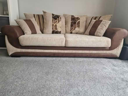 Photo of free Sofas 3 seater x 2 and 1 footstool (Coventry) #3