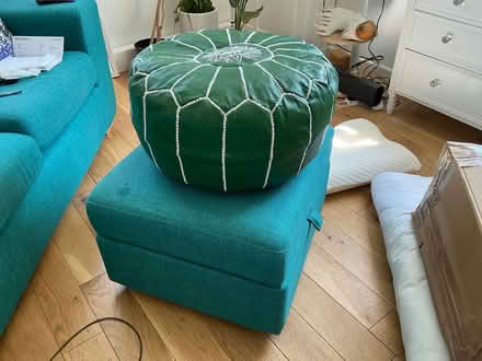 Photo of free Green leather Moroccan pouf (Malvern WR14) #1