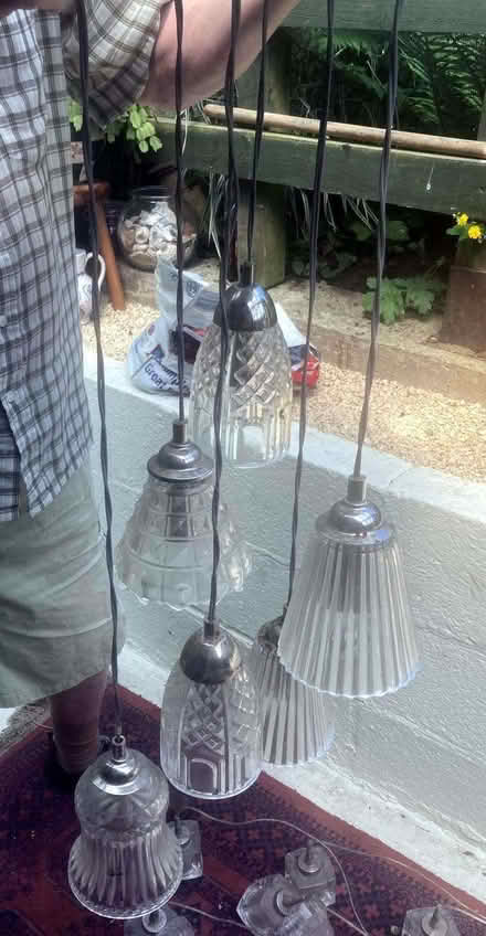 Photo of free Four ceiling-mounted sets of 5 lamps - 2 types of each. (Stroud GL5) #1