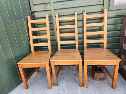 Photo of free 3 pine chairs (Owlbury SY15) #1