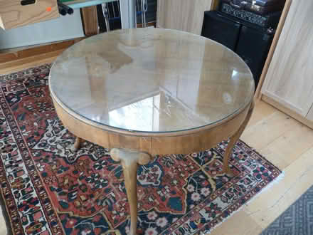 Photo of free Round wooden table with glass top (Great Asby CA16) #1