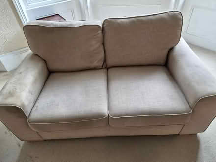 Photo of free Two seater Beige Cloth Settee (17 Earls Avenue CT20 2HG) #2