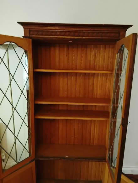 Photo of free Oak cabinet with glass leaded doors (Shurlock Row RG10) #1