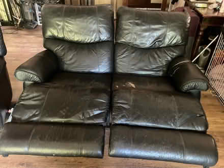 Photo of free Black Leather Recliner 3 2 Seater (Epsom KT17) #3