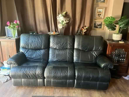 Photo of free Black Leather Recliner 3 2 Seater (Epsom KT17) #2