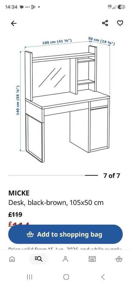 Photo of free Black desk with shelf unit (AB22) #2