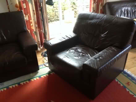 Photo of free 2 Seater leather sofa and 2 matching armchairs (Cranham GL4) #3