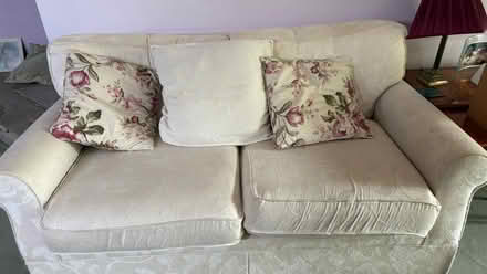 Photo of free 3 seater cream sofa (Loudwater HP10) #1