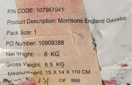 Photo of free Morrisons England Gazebo (PL4 Greenbank.) #4