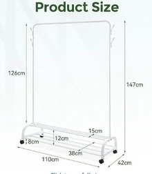 Photo of free White metal clothing rack with lower storage shelf (Finchley Church End N3) #1