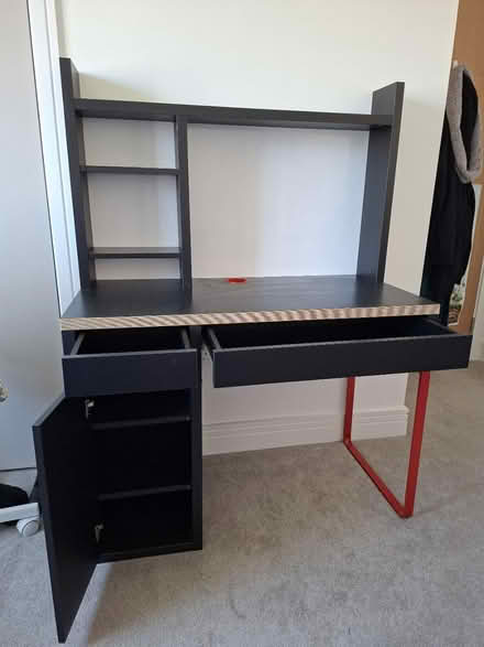 Photo of free Black desk with shelf unit (AB22) #4