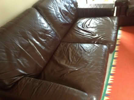 Photo of free 2 Seater leather sofa and 2 matching armchairs (Cranham GL4) #1