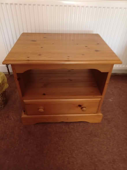 Photo of free TV stand. Solid pine with one drawer. (Carrick Knowe EH12) #1