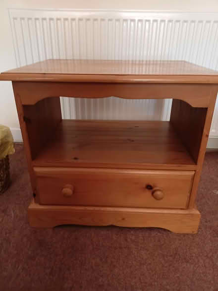 Photo of free TV stand. Solid pine with one drawer. (Carrick Knowe EH12) #2