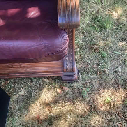 Photo of free Leather and wood sofa (Ox14 5na) #3