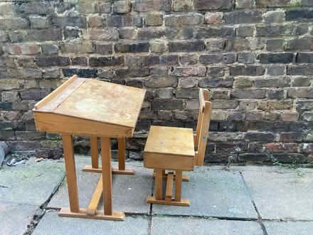 Photo of free Wooden kids desk and chair set (Stoke newington N16) #1