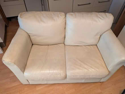 Photo of free 2 Seater Cream Leather Sofa (Richmond TW10) #1