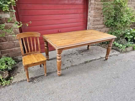 Photo of free Wooden table and six chairs (Scotby CA4) #1