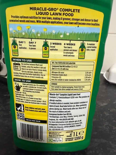 Photo of free Miracle Gro liquid lawn food (Carshalton) #2