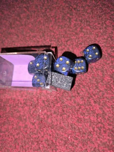 Photo of free 8 speckled cobalt dice (Church RG2) #1