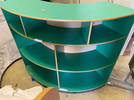 Photo of free Curved wooden bookcase (Tunbridge Wells) #1