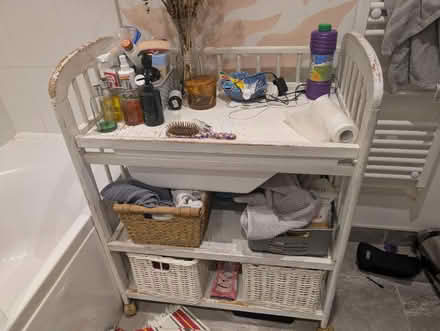 Photo of free Changing table/ baby bath/ shelves (E14 (Near Langdon Park)) #1