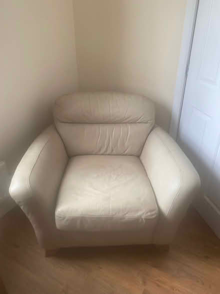 Photo of free Cream leather armchair (Chapelford WA5) #3