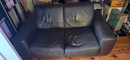Photo of free 2 seater brown leather sofa (Loughton IG10) #1