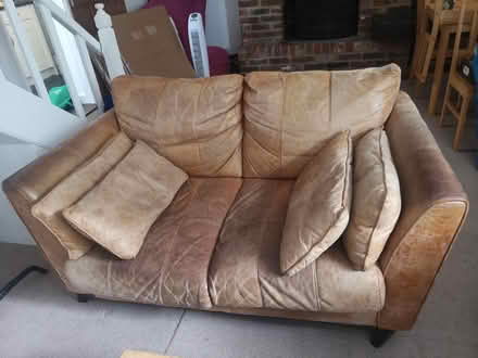 Photo of free Tan Leather Sofa (Ivinghoe LU7) #1