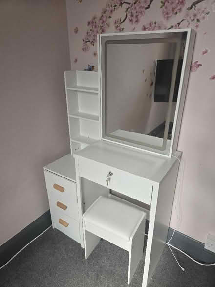 Photo of free White dressing table with mirror and stool (Southfields SW18) #1