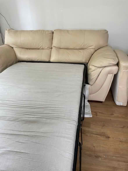 Photo of free Cream, real leather sofa bed (Dorchester DT1) #1