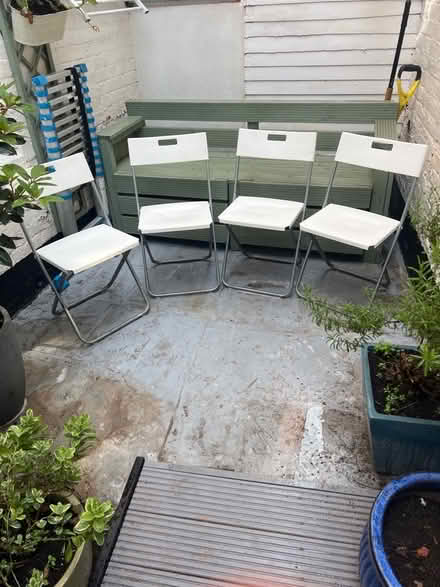 Photo of free A set of 4 white IKEA outdoor chairs (Loughton IG10) #1