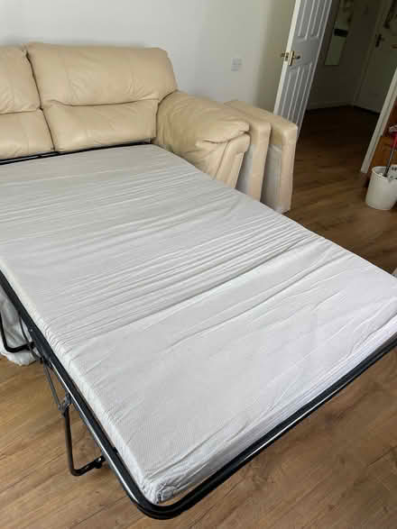 Photo of free Cream, real leather sofa bed (Dorchester DT1) #3