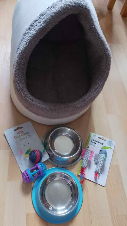 Photo of free Cat bed, bowls and toys (SW15 Roehampton) #1