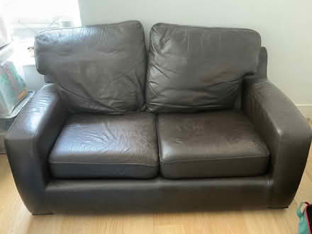 Photo of free 2 brown leather sofas. (Kennington OX1) #1
