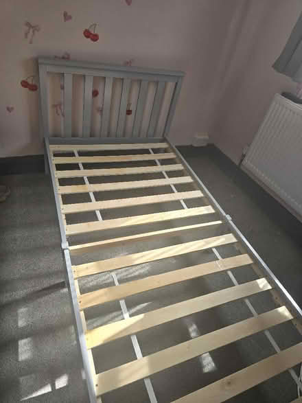 Photo of free Grey wooden single bed frame (Southfields SW18) #1