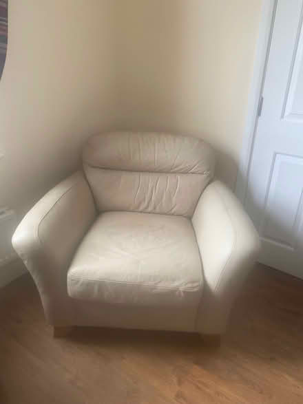 Photo of free Cream leather armchair (Chapelford WA5) #2