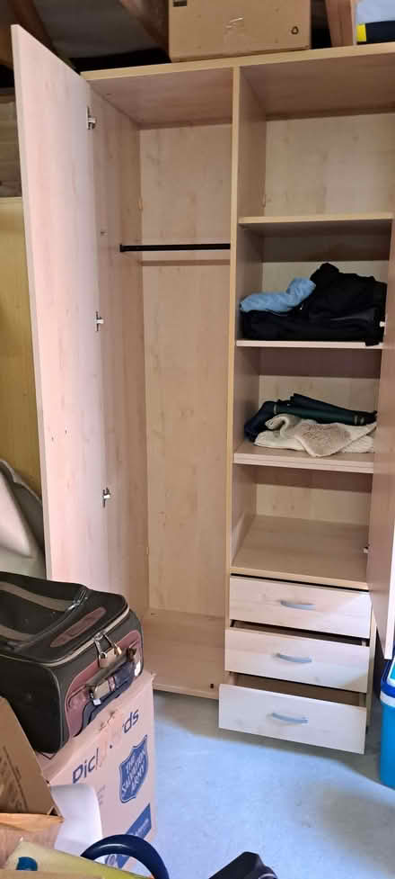 Photo of free Free standing wardrobe and matching vertical display shelfs (Elmstead Market CO7) #1