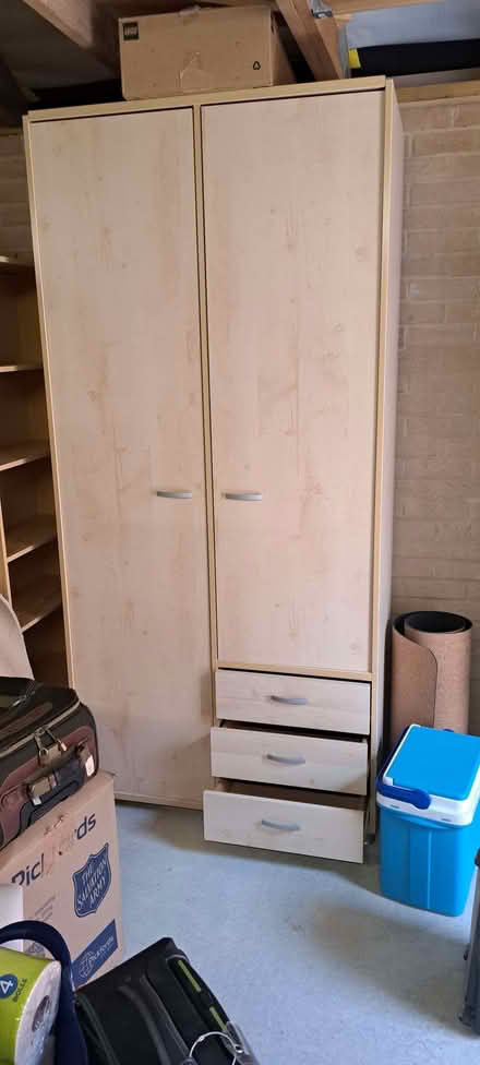 Photo of free Free standing wardrobe and matching vertical display shelfs (Elmstead Market CO7) #2
