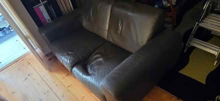 Photo of free 2 seater brown leather sofa (Loughton IG10) #2