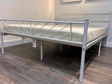 Photo of free Full size mattress with bed frame (West Side) #3