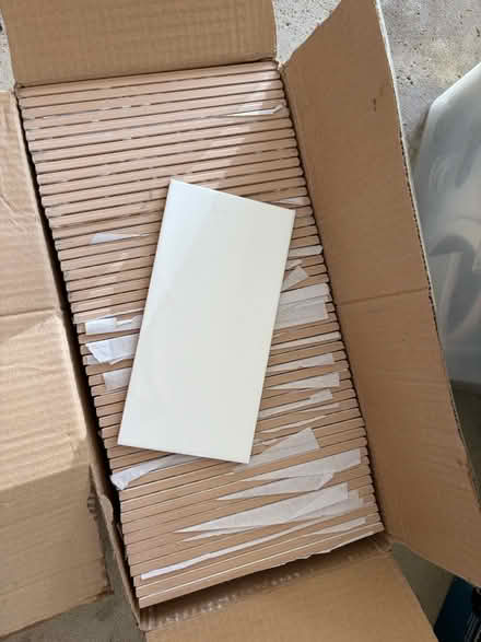 Photo of free 50 8x4 white ceramic tiles (~1 mile from Michigan Stadium) #1
