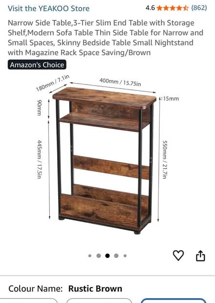 Photo of free Dark brown end table (Streatham Hill) #3