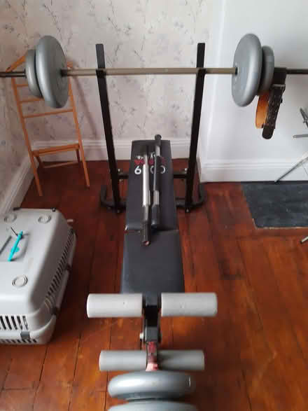 Photo of free Weight Training Bench, Weights And Leather Belt (Esh Winning DH7) #2