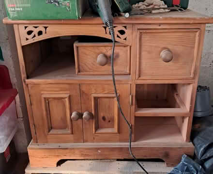 Photo of free Joiner made wood heavy tv unit. Solid wood. (Shap CA10) #1