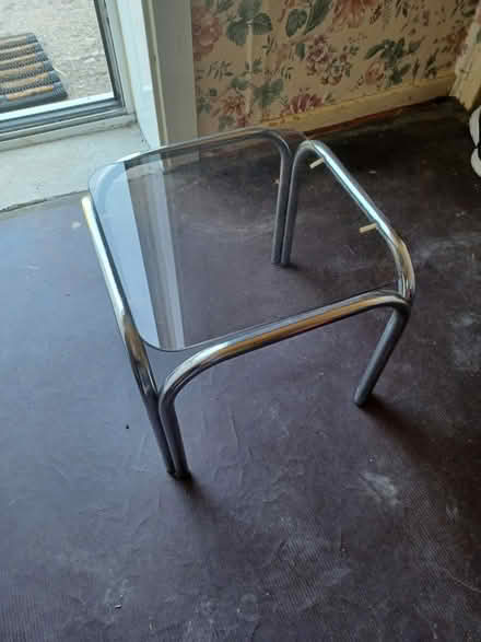 Photo of free Small glass and metal table (Brockworth) #1