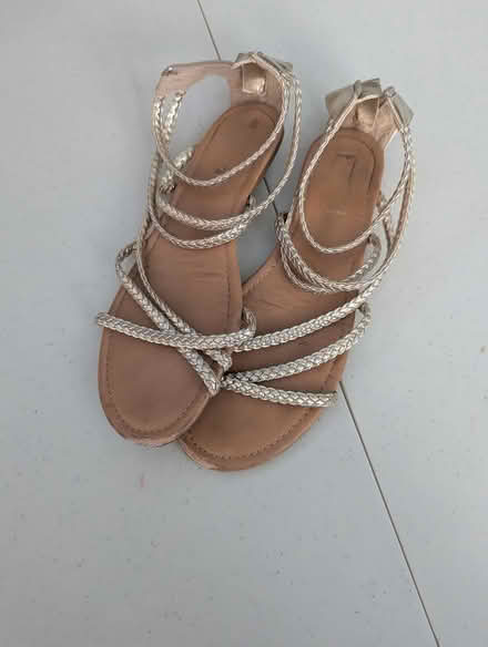 Photo of free Gold strappy sandals, Women's 10 (Davis Square Somerville) #1