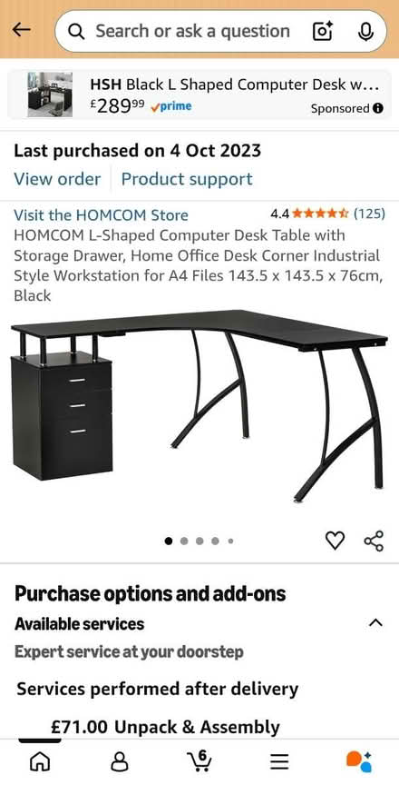 Photo of free L shape black desk (Brent lea TW8) #1