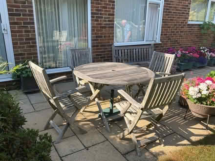 Photo of free Wooden Garden furniture, table and 4 chairs (World's End RH15) #1