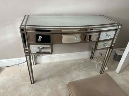 Photo of free Mirrored dressing table, stool & mirror Crack on drawer. (Teddington TW11) #3